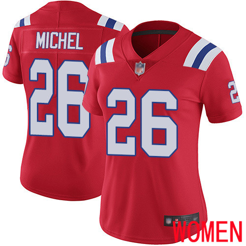 New England Patriots Football #26 Vapor Untouchable Limited Red Women Sony Michel Alternate NFL Jersey